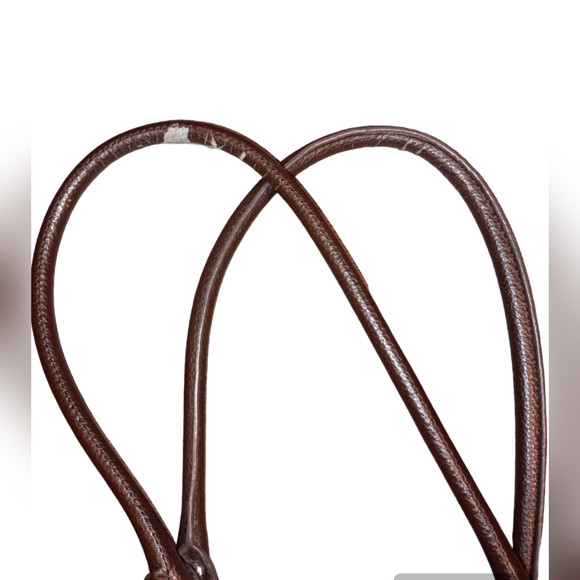 Tignanello Purse Red/Brown Leather Shoulder/hand bag Satchel attached log tag - Picture 7 of 12